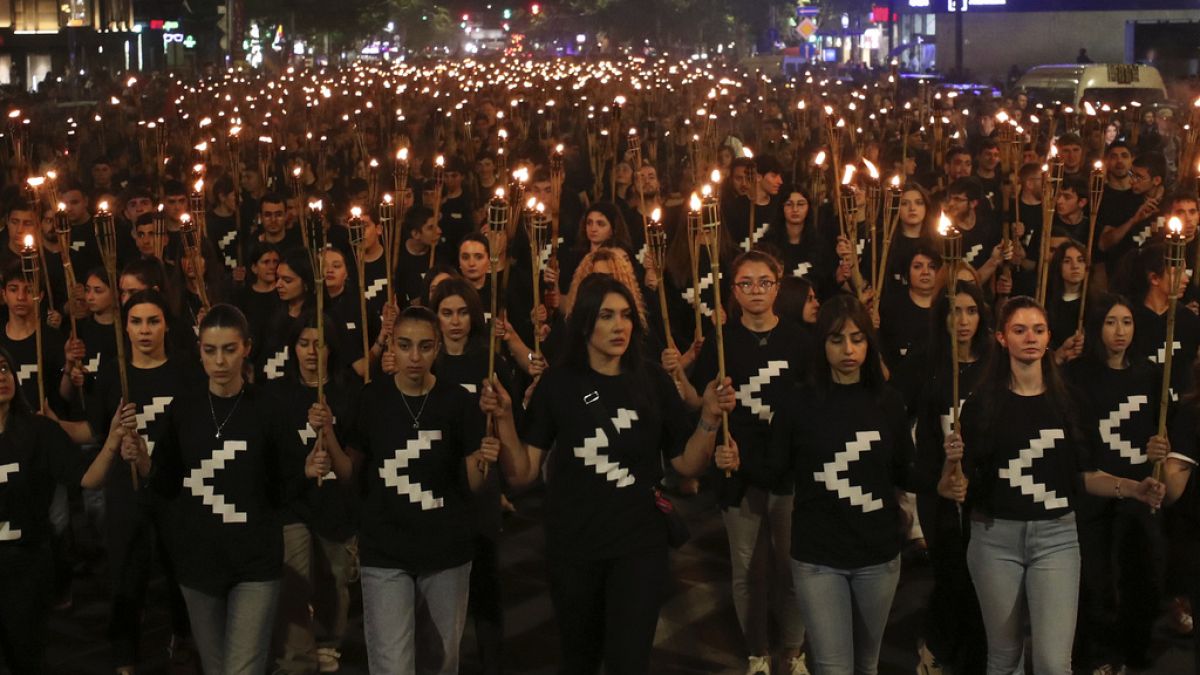 Από την πορεία για τα θύματα της Γενοκτονίας των Αρμενίων 