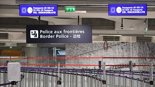 Border police control points at Roissy-Charles de Gaulle Airport, north of Paris.