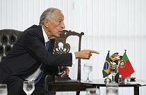 Portugal's President Marcelo Rebelo de Sousa during a meeting with Brazilian President Luiz Inacio Lula da Silva