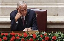 O Presidente português discursa durante a sessão solene comemorativa do 25 de Abril, no Parlamento.