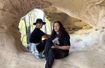Gomeroi Traditional Owners Karra Kinchela and Miah Wright in Pilliga Forest, New South Wales.