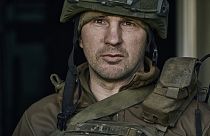 Ein ukrainischer Soldat in Bachmut, 26. April 2023.
