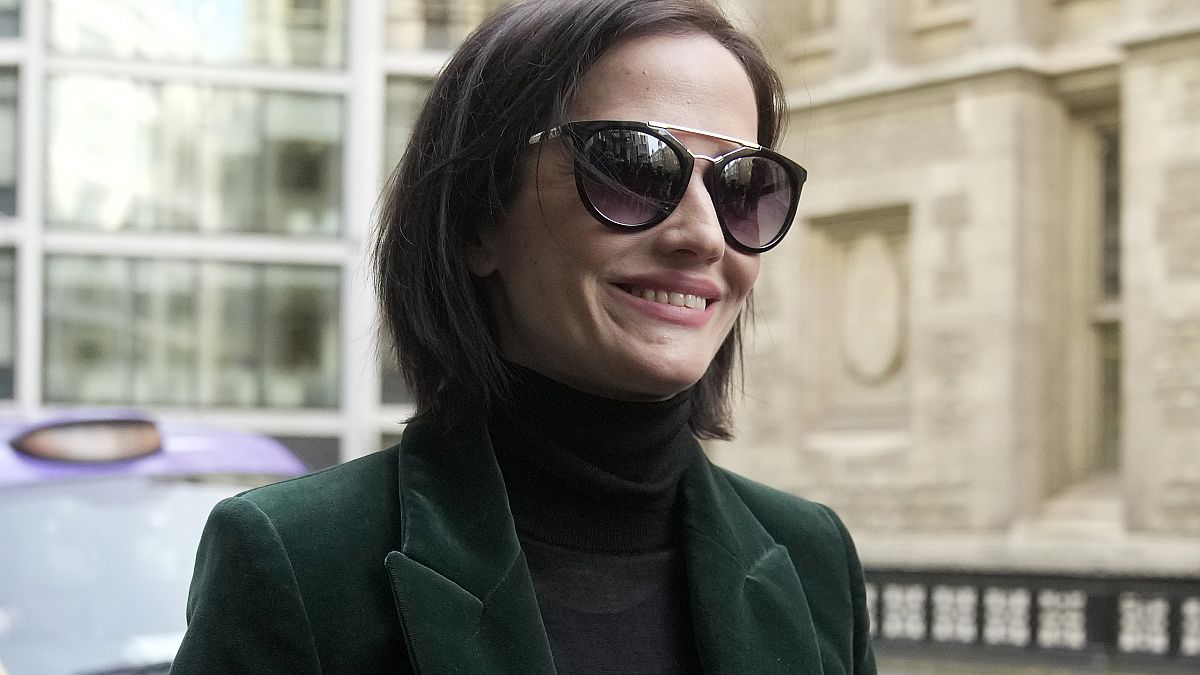 Actress Eva Green arrives at the High Court in London, Monday, Jan. 30, 2023. 
