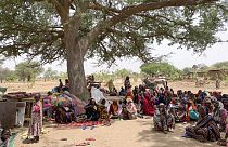 Group of refugees after crossing into the village of Koufroun, near the Chad-Sudan border, in Chad, April 27, 2023.