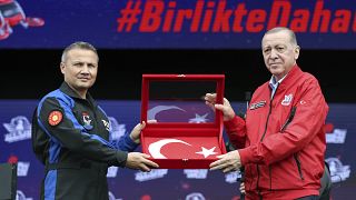 Erdogan bei der Flugshow Teknofest in Istanbul am 29. April 2023