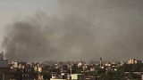 Smoke rises in Khartoum, Sudan, Saturday, April 29, 2023, as gunfire and heavy artillery fire continue despite the extension of a cease-fire between the country's top generals
