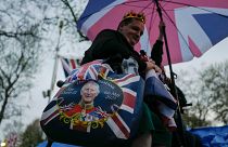 Royal enthusiasts are camped along the Mall in London ahead of the coronation of Britain's King Charles III.