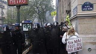 Als Gallier verkleideter Demonstrant in Paris