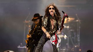 Steven Tyler, dos Aerosmith, num concerto em Boston, em setembro de 2022