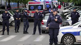 الشرطة الصربية إثر حادث إطلاق النار في بلغراد. 2023/05/03