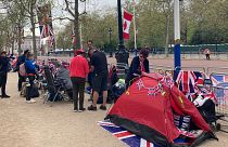 Royal fans set up camp in The Mall, London, ahead of King Charles's coronation, May 2023