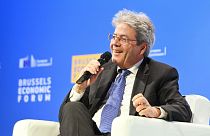 European Commissioner for Economy Paolo Gentiloni at the Brussels Economic Forum on May 4, 2023.