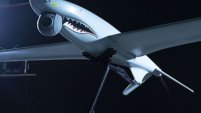 Unmanned aerial system 'Shark' featured at the launch of the BRAVE 1 military tech cluster in Ukraine, April 26, 2023