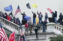 Les miliciens des "Proud Boys" lors de l'assaut du Capitole à Washington le 6 janvier 2021