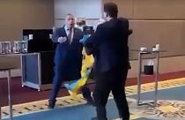 Ukrainian MP Oleksandr Marikovsky punches Valery Stavitsky
