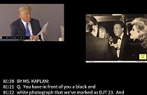 Egy képkocka Trump vallomásának videófelvételéből