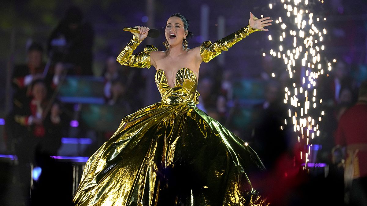 La cantante estadounidense Katy Perry durante su presentación.