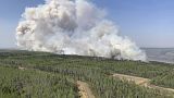In this photo provided by the Government of Alberta Fire Service, a wildfire burns a section of forest in the Grande Prairie district of Alberta, Canada, Saturday, May 6, 2023