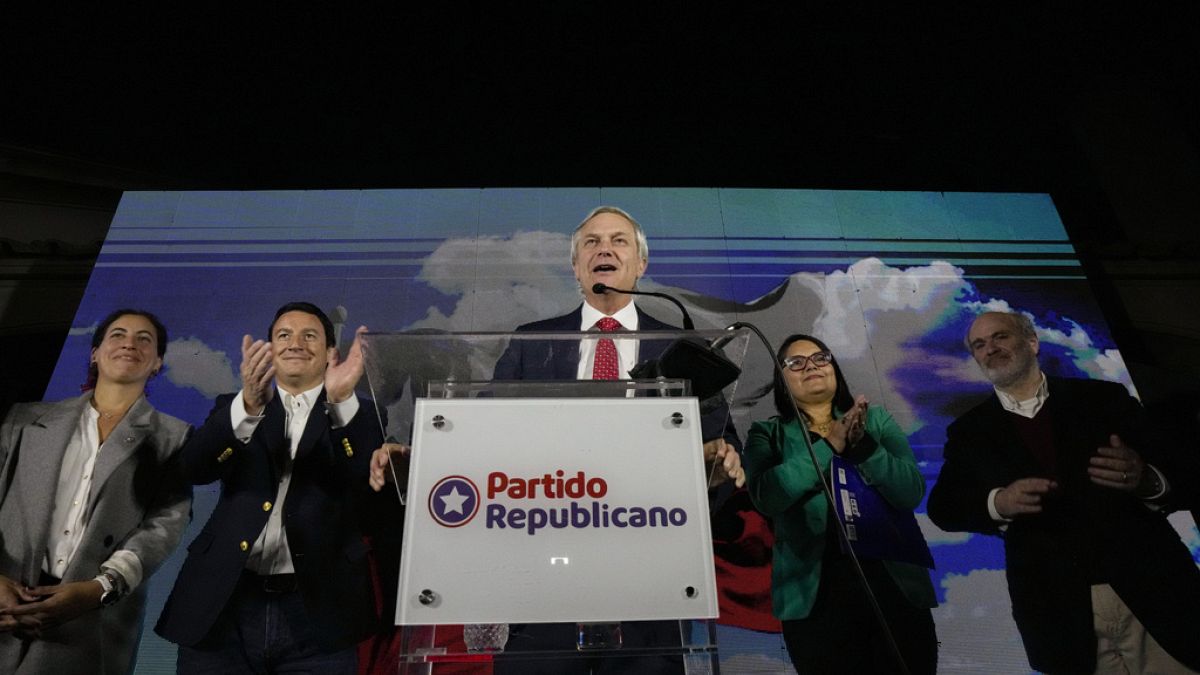 José Antonio Kast, leader of Chile's Republican party, celebrating victory in Santiago, May 7, 2023