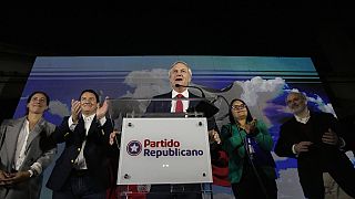 José Antonio Kast, leader of Chile's Republican party, celebrating victory in Santiago, May 7, 2023