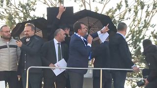 El alcalde de Estambul, Kemel Imamoglu, durante su discurso electoral en Erzerum