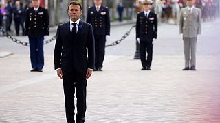 Emmanuel Macron auf den Champs Elysées in Paris