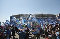 Neapel-Fans vor dem Maradona-Stadion in Neapel am 7. Mai 2023