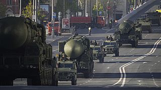 Militärparade mit ballistischen Raketen am 9. Mai 2023 in Moskau