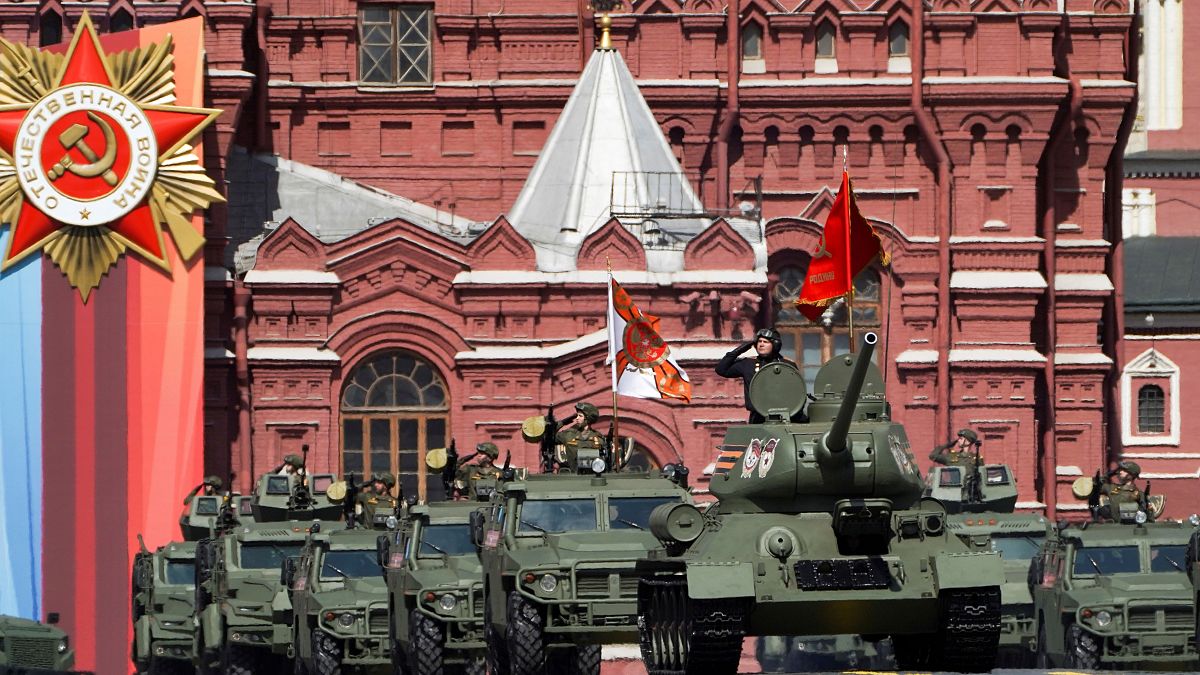 Militärparade am 7. Mai in Moskau, der Tag, an dem Russland die Kapitulation Deutschlands im 2. Weltkrieg feiert