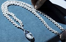 A 90.36 carat Briolette of India Diamond Necklace by Harry Winston during a preview of "The World of Heidi Horten" 