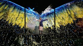 Alyosha from Ukraine performs as a show act during the first semi final at the Eurovision Song Contest in Liverpool, England, Tuesday, May 9, 2023.