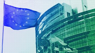 The European flag flies at the European Parliament in Strasbourg, April 2023