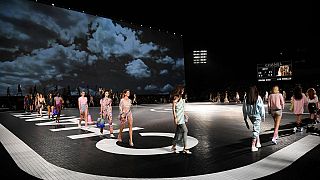 Models on the catwalk at Chanel's 2023/4 Cruise show in Los Angeles