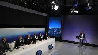 Les dirigeants des principaux partis grecs avant le débat télévisé.