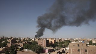 FILE - Smoke is seen in Khartoum, Sudan, Wednesday, April 19, 2023.