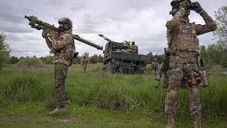 Ukrán légvédelmi katonák bevetés közben