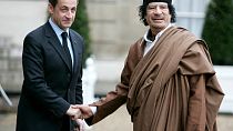 Mouammar Kadhafi lors de sa visite à Nicolas Sarkozy en 2007