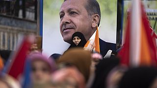 Cartaz do presidente turco Recep Tayyip Erdogan
