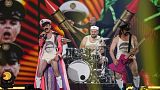 Let 3 of Croatia perform during dress rehearsals for the Grand final at the Eurovision Song Contest in Liverpool, England, Friday, May 12, 2023