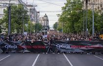 Imagen de la protesta masiva en Belgrado