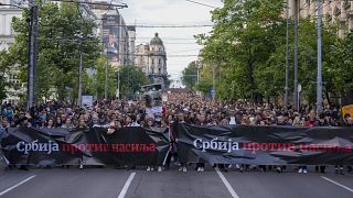 Demonstration in Belgrad, Serbien, 12. Mai 2023 