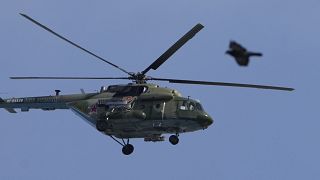 Вертолёт Ми-8 ВКС России на репетиции парада в Петербурге, апрель 2022