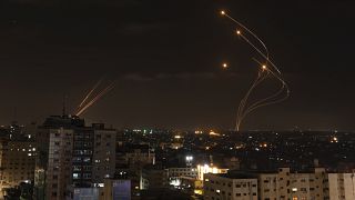 Перехват ракет, запущенных из сектора Газа, израильской системой "Железный купол", 13 мая 2023
