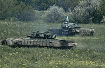 Des tanks ukrainiens près de Bakhmout, le 12 mai 2023