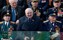 Alexandr Lukashenko, presidente de Bielorrusia, durante el Día de la Victoria en Moscú, el 9 de mayo de 2023