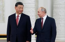 Der chinesische Präsident Xi und der russische Präsident Putin während eines Treffens in Moskau in März 2023