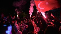Des partisans de Recep Tayyip Erdogan le soir du premier tour de l'élection.