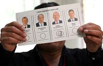 FILE: Election worker holds a ballot depicting a vote for Kemal Kilicdaroglu, CHP, at a polling station, 14 May 2023