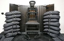 FILE - A chair sits in the execution chamber at the Utah State Prison on June 18, 2010, after Ronnie Lee Gardner was executed by firing squad in Draper, Utah.