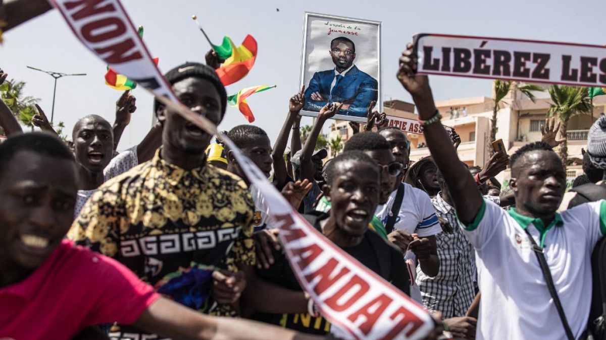 Manifestation le 12 mai 2023 à Dakar, Senegal, pour soutenir l'opposant Ousmane Sonko